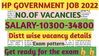 |HP GOVERNMENT JOB NOTIFICATION 2022|SALARY|VACANCIES|EXAM PATTERN|QUALIFICATION-12TH PASS|