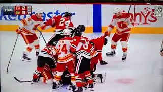 Blackhawks vs Flames end of game brawl (November 18, 2025)