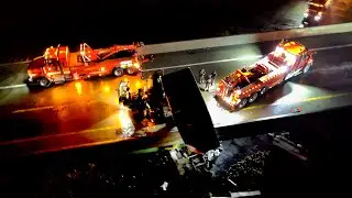 Tractor-trailer splits in two, hangs from I-481 after crash in DeWitt, NY