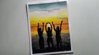 Friendship Day drawing with Oil Pastels -step by step||Best Friends drawing || Happy friendship day