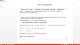 Preprocessor, Preprocessor directive- definition, types, file inclusion directive.
