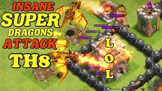 Super Dragons Attack on TH8 LOL 😂 😂😂 clash of clan, COC Gameplay