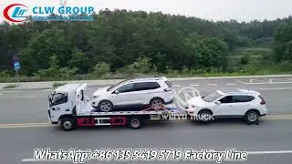 Dongfeng 4Tons Hydraulic Winch Flatbed Towing Wrecker Truck, Whole Operation Process Working show!