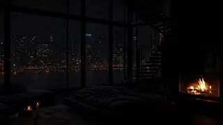 🌧️ Rainy City Night with Fireplace | Sounds for Sleep, Focus & Calm
