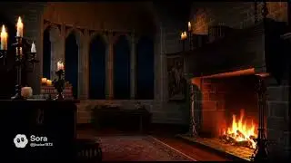 Medieval Study Room Fireplace Ambience | Cozy Candlelight for Reading (1 Hour)