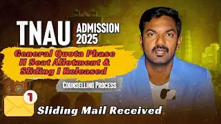 TNAU Admission 2025: General Phase II & Sliding I Released | Vacancy Update
