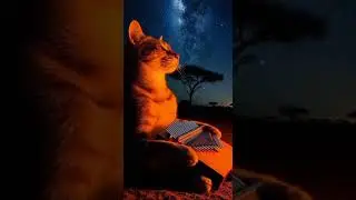 Cat Plays Kalimba Under Stars... MAGICAL ✨🎵 #Shorts