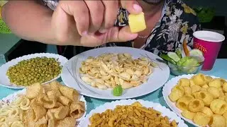 ASMR, POTATO, BOMBAY CHANACHUR,AND JHAL CHIPS,AKSTA, SALAD,  BabuFood33 How to Eat video