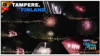 New Year 2025 4k Fireworks show in Tampere Finland.