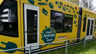 Combino Tram der Bernmobil Werbung Post/Einfahrt Station Tscharnergut BE