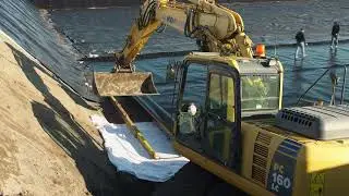Geolock legt watervoorraad met HDPE folie aan voor betoncentrale in Oostende