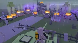 All vehicles in Blockapolypse on fire at the graveyard