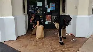 *COMMUNITY SERVICE OFFICERS MAKE A MAN LEAVE THE PUBLIC SIDEWALK*