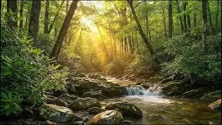 Smooth River Water Flow, Gentle Birds Chirping, Calm and Soothing Nature Sounds - Nature River Flow