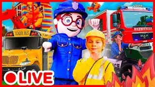 🔴 LIVE | BIG TRUCKS, CONSTRUCTION AND EXCAVATOR 🚒🚧 Kids pretend play compilation