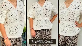 TOP au crochet en carr&eacute; granny - Tuto FACILE d&eacute;butant &eacute;t&eacute; toutes tailles🧶 
