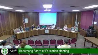 Hopatcong Board of Education July 28, 2025 Regular Board Meeting