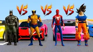 SPIDERMAN & GOKU vs BATMAN & WOLVERINE TEAM😱 One Team Wins | #spiderman #hulk #spidermanvshulk #goku