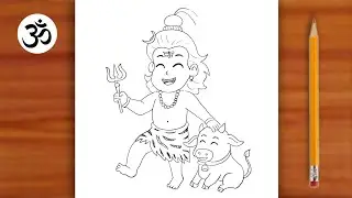 Cute Bholenath Drawing || Easy Drawing || Lord Shiva with nandi maharaj drawing 