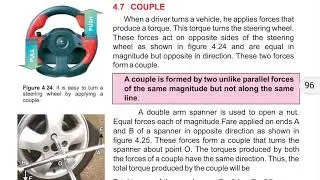 Couple , Torque of the couple , Unlike Parallel Forces , 9th Physics (Physics Text Book)