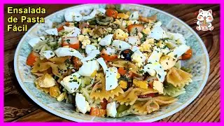 Ensalada de Pasta F&aacute;cil con Salm&oacute;n y Surimi 🥗😋