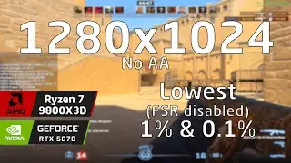 Ryzen 7 9800X3D & RTX 5070 OC | CS2 Mirage DM Cybershoke | Lowest settings | 1280x1024