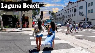 Walking Tour of Downtown Laguna Beach 4K - California, USA | Garden | Main Beach Park 2023