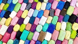 ASMR Peeling off the film 🤤 Crushing soap boxes with starch  💙ASMR SOAP★SOAP&GLITTER★CUTTING CUBES★