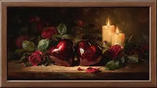 Romantic Valentine&rsquo;s Day Love Hearts & Roses Oil Painting | Frame TV Art | TV Art of Joy 4K