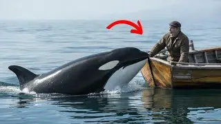 Косатка толкала лодку рыбака в открытое море! Вы не поверите, вот что произошло!
