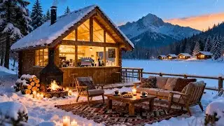 Peaceful Winter Cabin Morning 🎹❄️ Smooth Jazz Piano & Snowfall