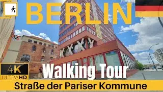 Walking in Berlin【4K】Stra&szlig;e der Pariser Kommune Friedrichshain | Famous Street Berlin | Germany