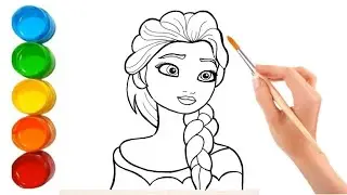 Beautiful Elsa frozen Princess Drawing and panting, coloring For Kids
