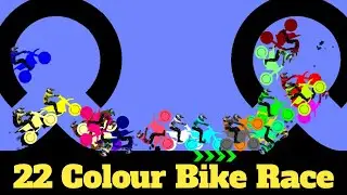 22 Colours Motorbike & 21 Elimination Dirt Bike Race Tournament in Algodoo - Motocross Bike Racing