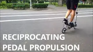 Most energy efficient gravity boosted pedal propulsion by variable longitudinal center of gravity