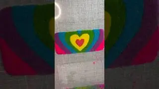 Tufting a Rainbow Heart Wrist Rest! 🌈 #tufting #tuftinggun #rainbow #diy #rug #fiberart #satisfying