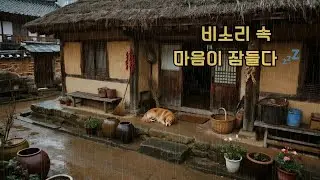 🌈맑은 빗소리 속 한옥의 포근함, 처마 아래 잠든 강아지와 함께하는 치유의 시간 | 숙면 ASMR