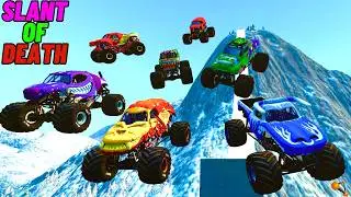 BeamNG Drive: Monster Trucks Freefall from Cliff! 💣 Survival Test & Explosions