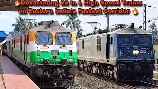 Dangerous 130Kmph WAP-7 Kaziranga+Duronto+Rajdhani+VB+Jasidih SF attacks Baruipara-IR