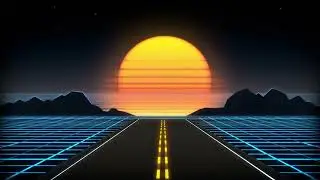 Synthwave Sunset Highway with Grid Landscape Seamless Motion Background Loop 4K 60FPS