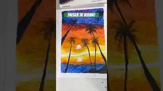 Pinto un PAISAJE de VERANO !🎨🌴#arts #dibujo #arte #cerasmanley #arte #shorts