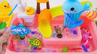 toy asmr | Light Robo Fishing Aquarium Pink Pool Playset ASMR Satisfying with Unboxing Review Toy