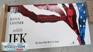 RARE Original 1991 JFK Movie Theatrical Vinyl Banner 10' Kevin Costner Oliver