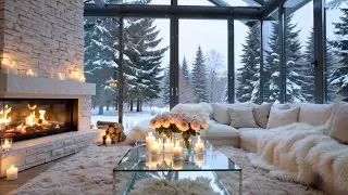 Cozy Happy Birthday Ambience 🎂 Soft Jazz, Fireplace Glow & Snowfall | For A Relaxing Celebration