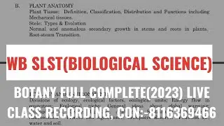 BOTANY SLST  2023#SLST BIOLOGY#2023 WESTBENGAL.
