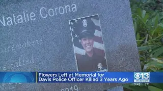 Flowers Left At Memorial For Davis Police Officer Killed 3 Years Ago