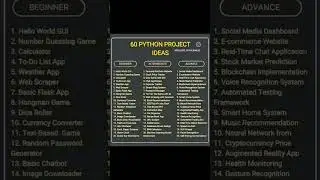 60 python project ideas.#python #programming #coding #java #javascript #programmer #developer #html