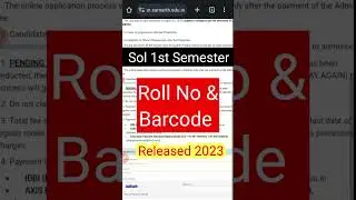 Du sol 1st Semester Roll No & Barcode Aa gya hai How to check your roll number Detailed video #SOL