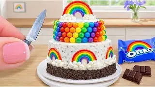 Mini Rainbow Oreo Cake Recipe With Chocolate 🌈 Stunning Mini Cake Decorating and ASMR