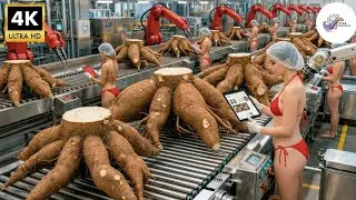 Inside the China’s Giant Cassava Flour Process Factory  (Full Process) :